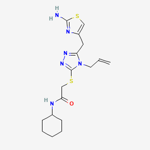 molecular formula C17H24N6OS2 B4712637 2-({4-allyl-5-[(2-amino-1,3-thiazol-4-yl)methyl]-4H-1,2,4-triazol-3-yl}thio)-N-cyclohexylacetamide 