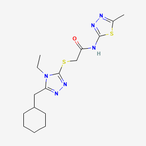 molecular formula C16H24N6OS2 B4712655 2-{[5-(cyclohexylmethyl)-4-ethyl-4H-1,2,4-triazol-3-yl]thio}-N-(5-methyl-1,3,4-thiadiazol-2-yl)acetamide 