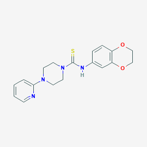 molecular formula C18H20N4O2S B4712681 N-(2,3-dihydro-1,4-benzodioxin-6-yl)-4-(2-pyridinyl)-1-piperazinecarbothioamide 