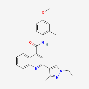 molecular formula C24H24N4O2 B4712738 2-(1-ethyl-3-methyl-1H-pyrazol-4-yl)-N-(4-methoxy-2-methylphenyl)-4-quinolinecarboxamide 