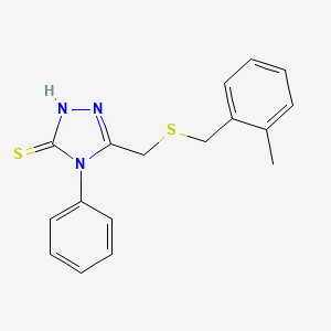 molecular formula C17H17N3S2 B4712817 5-{[(2-methylbenzyl)thio]methyl}-4-phenyl-4H-1,2,4-triazole-3-thiol 