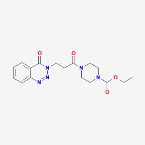 molecular formula C17H21N5O4 B4712823 ethyl 4-[3-(4-oxo-1,2,3-benzotriazin-3(4H)-yl)propanoyl]-1-piperazinecarboxylate 