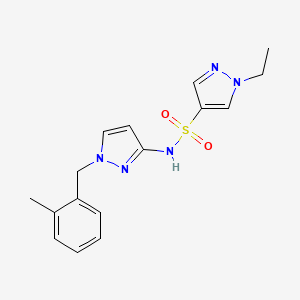 molecular formula C16H19N5O2S B4712925 1-ethyl-N-[1-(2-methylbenzyl)-1H-pyrazol-3-yl]-1H-pyrazole-4-sulfonamide 