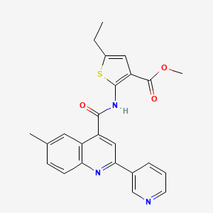 molecular formula C24H21N3O3S B4712952 methyl 5-ethyl-2-({[6-methyl-2-(3-pyridinyl)-4-quinolinyl]carbonyl}amino)-3-thiophenecarboxylate 