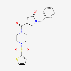 molecular formula C20H23N3O4S2 B4712959 1-benzyl-4-{[4-(2-thienylsulfonyl)-1-piperazinyl]carbonyl}-2-pyrrolidinone 