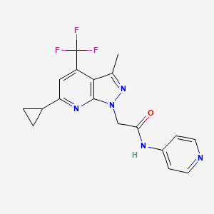 2-[6-cyclopropyl-3-methyl-4-(trifluoromethyl)-1H-pyrazolo[3,4-b]pyridin-1-yl]-N-4-pyridinylacetamide