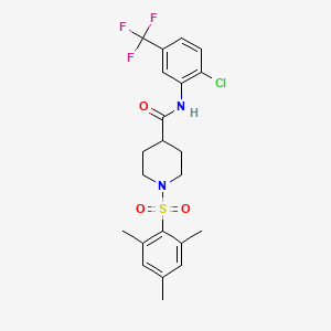 molecular formula C22H24ClF3N2O3S B4712981 N-[2-chloro-5-(trifluoromethyl)phenyl]-1-(mesitylsulfonyl)-4-piperidinecarboxamide 