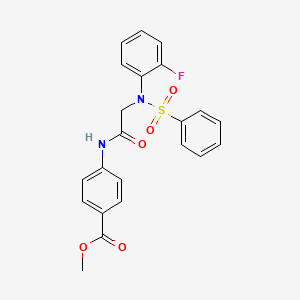 molecular formula C22H19FN2O5S B4713020 methyl 4-{[N-(2-fluorophenyl)-N-(phenylsulfonyl)glycyl]amino}benzoate 