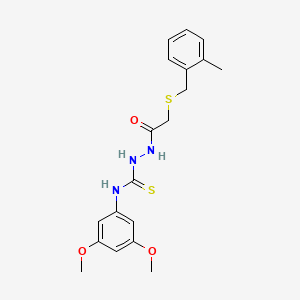 molecular formula C19H23N3O3S2 B4713117 N-(3,5-dimethoxyphenyl)-2-{[(2-methylbenzyl)thio]acetyl}hydrazinecarbothioamide 