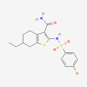 molecular formula C17H19BrN2O3S2 B4713146 2-{[(4-bromophenyl)sulfonyl]amino}-6-ethyl-4,5,6,7-tetrahydro-1-benzothiophene-3-carboxamide 