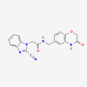 2-(2-cyano-1H-benzimidazol-1-yl)-N-[(3-oxo-3,4-dihydro-2H-1,4-benzoxazin-6-yl)methyl]acetamide