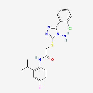 2-[[4-amino-5-(2-chlorophenyl)-1,2,4-triazol-3-yl]sulfanyl]-N-(4-iodo-2-propan-2-ylphenyl)acetamide