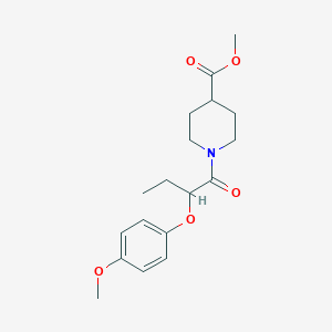 molecular formula C18H25NO5 B4713251 methyl 1-[2-(4-methoxyphenoxy)butanoyl]-4-piperidinecarboxylate 