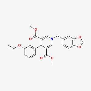 molecular formula C25H25NO7 B4713305 dimethyl 1-(1,3-benzodioxol-5-ylmethyl)-4-(3-ethoxyphenyl)-1,4-dihydro-3,5-pyridinedicarboxylate 