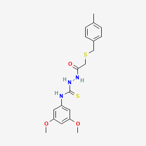 molecular formula C19H23N3O3S2 B4713338 N-(3,5-dimethoxyphenyl)-2-{[(4-methylbenzyl)thio]acetyl}hydrazinecarbothioamide 