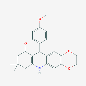 molecular formula C24H25NO4 B4713424 11-(4-methoxyphenyl)-8,8-dimethyl-2,3,7,8,9,11-hexahydro[1,4]dioxino[2,3-b]acridin-10(6H)-one 