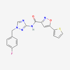 molecular formula C17H12FN5O2S B4713524 N-[1-(4-fluorobenzyl)-1H-1,2,4-triazol-3-yl]-5-(2-thienyl)-3-isoxazolecarboxamide 