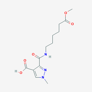 molecular formula C13H19N3O5 B4713541 3-{[(6-methoxy-6-oxohexyl)amino]carbonyl}-1-methyl-1H-pyrazole-4-carboxylic acid 