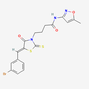 molecular formula C18H16BrN3O3S2 B4713577 4-[5-(3-bromobenzylidene)-4-oxo-2-thioxo-1,3-thiazolidin-3-yl]-N-(5-methyl-3-isoxazolyl)butanamide 