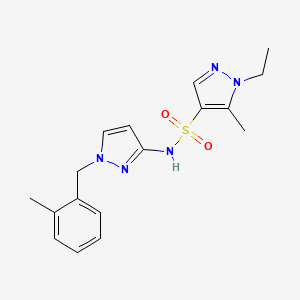 molecular formula C17H21N5O2S B4713639 1-ethyl-5-methyl-N-[1-(2-methylbenzyl)-1H-pyrazol-3-yl]-1H-pyrazole-4-sulfonamide 