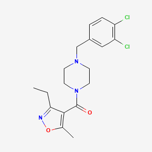 molecular formula C18H21Cl2N3O2 B4713686 1-(3,4-dichlorobenzyl)-4-[(3-ethyl-5-methyl-4-isoxazolyl)carbonyl]piperazine 