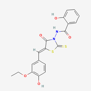 molecular formula C19H16N2O5S2 B4713721 N-[5-(3-ethoxy-4-hydroxybenzylidene)-4-oxo-2-thioxo-1,3-thiazolidin-3-yl]-2-hydroxybenzamide 