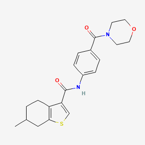 molecular formula C21H24N2O3S B4713763 6-methyl-N-[4-(4-morpholinylcarbonyl)phenyl]-4,5,6,7-tetrahydro-1-benzothiophene-3-carboxamide 