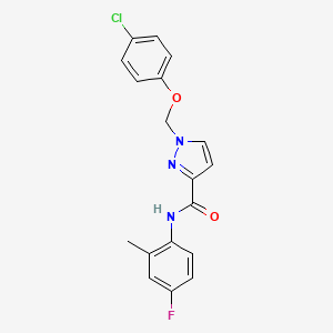 molecular formula C18H15ClFN3O2 B4713903 1-[(4-chlorophenoxy)methyl]-N-(4-fluoro-2-methylphenyl)-1H-pyrazole-3-carboxamide 