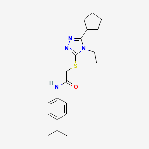 molecular formula C20H28N4OS B4713919 2-[(5-cyclopentyl-4-ethyl-4H-1,2,4-triazol-3-yl)thio]-N-(4-isopropylphenyl)acetamide 