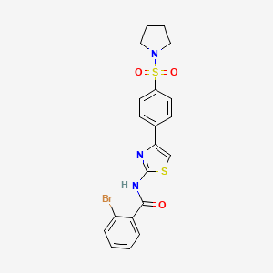 molecular formula C20H18BrN3O3S2 B4713934 2-bromo-N-{4-[4-(1-pyrrolidinylsulfonyl)phenyl]-1,3-thiazol-2-yl}benzamide 