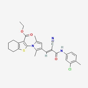 molecular formula C28H28ClN3O3S B4713961 ethyl 2-(3-{3-[(3-chloro-4-methylphenyl)amino]-2-cyano-3-oxo-1-propen-1-yl}-2,5-dimethyl-1H-pyrrol-1-yl)-4,5,6,7-tetrahydro-1-benzothiophene-3-carboxylate 