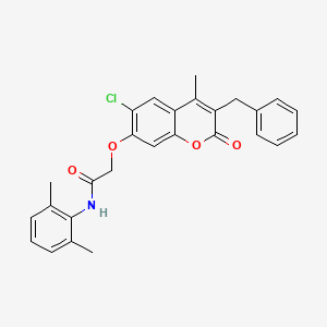 molecular formula C27H24ClNO4 B4713972 2-[(3-benzyl-6-chloro-4-methyl-2-oxo-2H-chromen-7-yl)oxy]-N-(2,6-dimethylphenyl)acetamide 