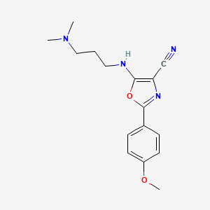 molecular formula C16H20N4O2 B4713989 5-{[3-(dimethylamino)propyl]amino}-2-(4-methoxyphenyl)-1,3-oxazole-4-carbonitrile 