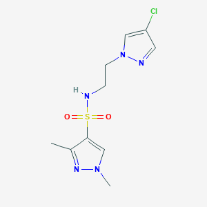 molecular formula C10H14ClN5O2S B4714037 N-[2-(4-chloro-1H-pyrazol-1-yl)ethyl]-1,3-dimethyl-1H-pyrazole-4-sulfonamide 