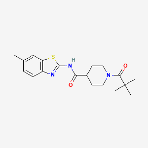 1-(2,2-dimethylpropanoyl)-N-(6-methyl-1,3-benzothiazol-2-yl)-4-piperidinecarboxamide