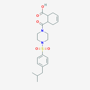 molecular formula C22H30N2O5S B4714286 6-({4-[(4-isobutylphenyl)sulfonyl]-1-piperazinyl}carbonyl)-3-cyclohexene-1-carboxylic acid 