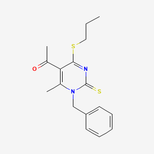 molecular formula C17H20N2OS2 B4714374 1-[1-benzyl-6-methyl-4-(propylthio)-2-thioxo-1,2-dihydro-5-pyrimidinyl]ethanone 