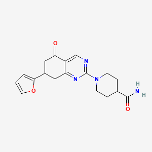 molecular formula C18H20N4O3 B4714436 1-[7-(2-furyl)-5-oxo-5,6,7,8-tetrahydro-2-quinazolinyl]-4-piperidinecarboxamide 