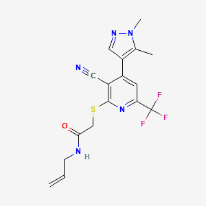 molecular formula C17H16F3N5OS B4714451 N-allyl-2-{[3-cyano-4-(1,5-dimethyl-1H-pyrazol-4-yl)-6-(trifluoromethyl)-2-pyridinyl]thio}acetamide 