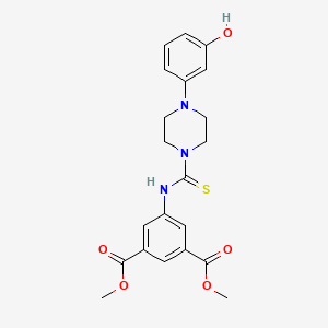 molecular formula C21H23N3O5S B4714484 dimethyl 5-({[4-(3-hydroxyphenyl)-1-piperazinyl]carbonothioyl}amino)isophthalate 