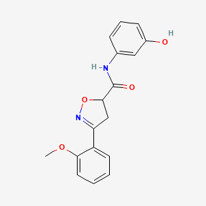 molecular formula C17H16N2O4 B4714497 N-(3-hydroxyphenyl)-3-(2-methoxyphenyl)-4,5-dihydro-5-isoxazolecarboxamide 