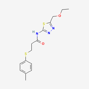 molecular formula C15H19N3O2S2 B4714505 N-[5-(ethoxymethyl)-1,3,4-thiadiazol-2-yl]-3-[(4-methylphenyl)thio]propanamide 