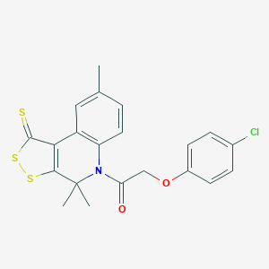 2-(4-Chlorophenoxy)-1-(4,4,8-trimethyl-1-sulfanylidenedithiolo[3,4-c]quinolin-5-yl)ethanone
