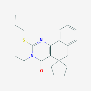 molecular formula C21H26N2OS B471457 3-ethyl-2-(propylsulfanyl)-3H-spiro[benzo[h]quinazoline-5,1'-cyclopentan]-4(6H)-one CAS No. 327170-16-1