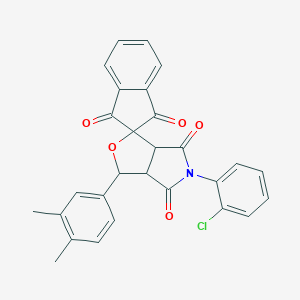 5-(2-chlorophenyl)-1-(3,4-dimethylphenyl)spiro[3a,6a-dihydro-1H-furo[3,4-c]pyrrole-3,2'-indene]-1',3',4,6-tetrone