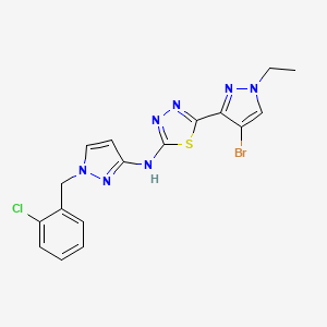 molecular formula C17H15BrClN7S B4714615 5-(4-bromo-1-ethyl-1H-pyrazol-3-yl)-N-[1-(2-chlorobenzyl)-1H-pyrazol-3-yl]-1,3,4-thiadiazol-2-amine 