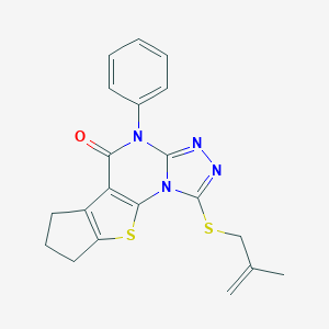 molecular formula C20H18N4OS2 B471462 1-[(2-methyl-2-propenyl)sulfanyl]-4-phenyl-7,8-dihydro-6H-cyclopenta[4,5]thieno[3,2-e][1,2,4]triazolo[4,3-a]pyrimidin-5(4H)-one CAS No. 353762-66-0