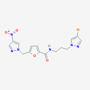 N-[3-(4-bromo-1H-pyrazol-1-yl)propyl]-5-[(4-nitro-1H-pyrazol-1-yl)methyl]-2-furamide