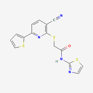 2-{[3-cyano-6-(2-thienyl)-2-pyridinyl]thio}-N-1,3-thiazol-2-ylacetamide