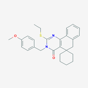 molecular formula C27H30N2O2S B471466 2-(ethylsulfanyl)-3-(4-methoxybenzyl)-3H-spiro[benzo[h]quinazoline-5,1'-cyclohexan]-4(6H)-one CAS No. 328070-33-3